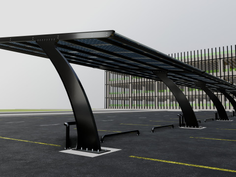 10 Cars L Type Modern Solar Carport Modelo 3D