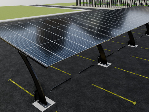 10 Cars L Type Modern Solar Carport Modelo 3D