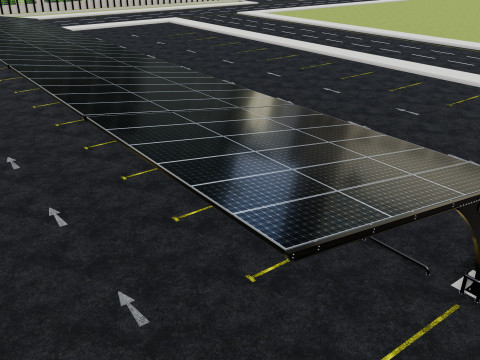 10 Cars L Type Modern Solar Carport Modelo 3D