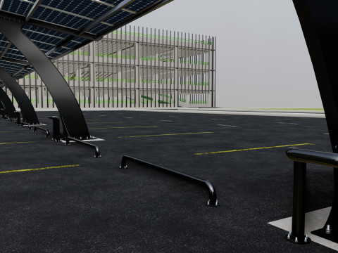 10 Cars L Type Modern Solar Carport Modelo 3D