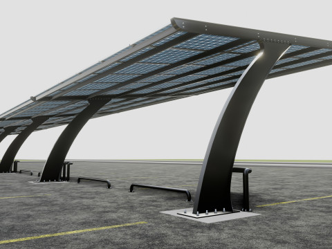 10 Cars L Type Modern Solar Carport Modelo 3D