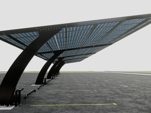 10 Cars L Type Modern Solar Carport Modelo 3D
