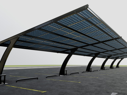 10 Cars L Type Modern Solar Carport Modelo 3D