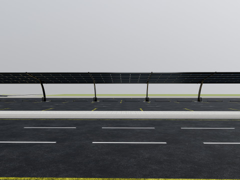 10 Cars L Type Modern Solar Carport Modelo 3D
