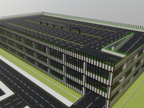10 Cars L Type Modern Solar Carport Modelo 3D