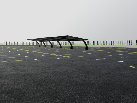 10 Cars L Type Modern Solar Carport Modelo 3D