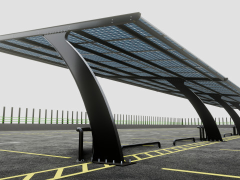10 Cars L Type Modern Solar Carport Modelo 3D