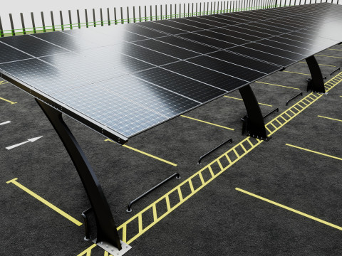 10 Cars L Type Modern Solar Carport Modelo 3D