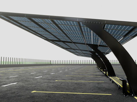 10 Cars L Type Modern Solar Carport Modelo 3D