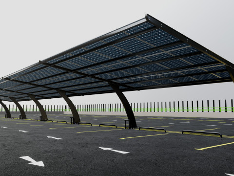10 Cars L Type Modern Solar Carport Modelo 3D