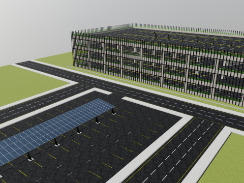 10 Cars L Type Modern Solar Carport Modelo 3D