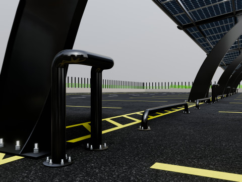 10 Cars L Type Modern Solar Carport Modelo 3D
