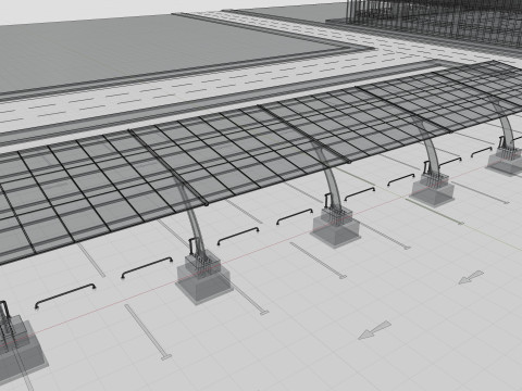 10 Cars L Type Modern Solar Carport Modelo 3D