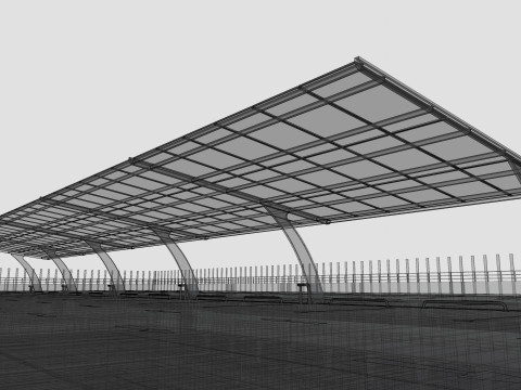 10 Cars L Type Modern Solar Carport Modelo 3D