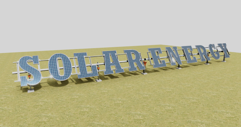 Solar Letter Panel Tracking System 3D 모델 .c4d .max .obj .3ds .fbx .stl .blend 