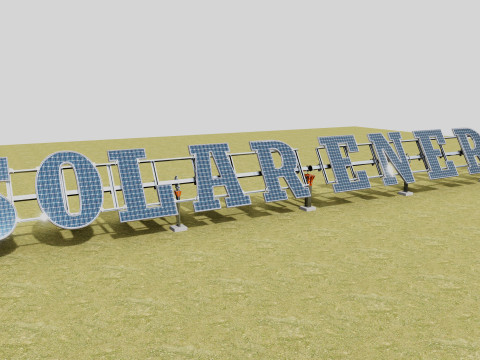 Solar Letter Panel Tracking System 3D Модель