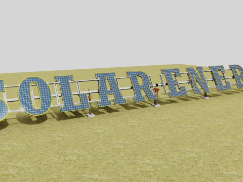 Solar Letter Panel Tracking System 3D Model