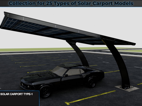 Collection for 25 Types of Solar Carport Models 3D मॉडल