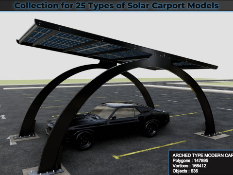 Collection for 25 Types of Solar Carport Models 3D मॉडल