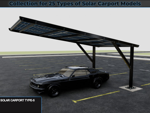 Collection for 25 Types of Solar Carport Models 3D मॉडल