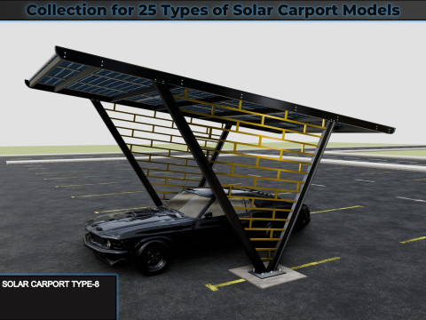 Collection for 25 Types of Solar Carport Models 3D मॉडल