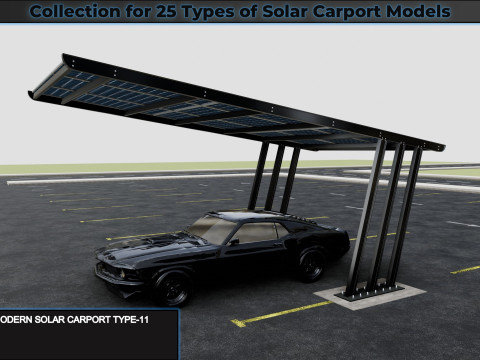 Collection for 25 Types of Solar Carport Models 3D मॉडल