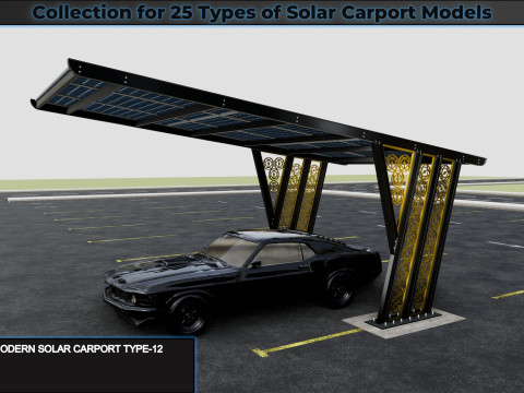Collection for 25 Types of Solar Carport Models 3D मॉडल