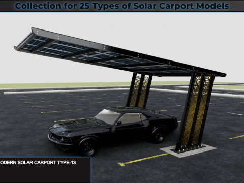 Collection for 25 Types of Solar Carport Models 3D मॉडल