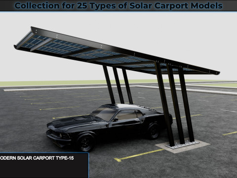 Collection for 25 Types of Solar Carport Models 3D मॉडल