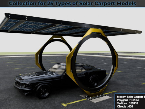Collection for 25 Types of Solar Carport Models 3D मॉडल