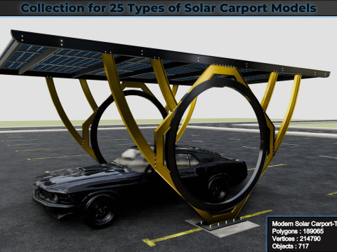 Collection for 25 Types of Solar Carport Models 3D मॉडल