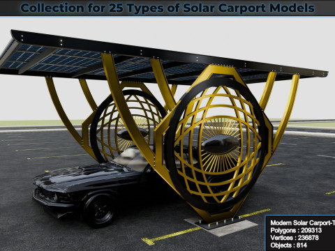 Collection for 25 Types of Solar Carport Models 3D मॉडल