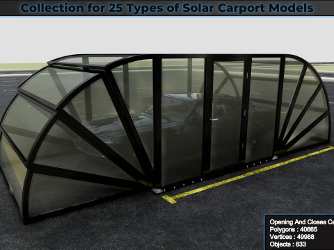 Collection for 25 Types of Solar Carport Models 3D मॉडल