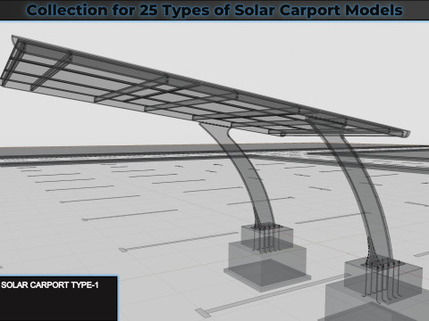 Collection for 25 Types of Solar Carport Models 3D मॉडल