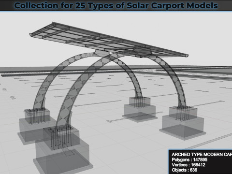 Collection for 25 Types of Solar Carport Models 3D मॉडल