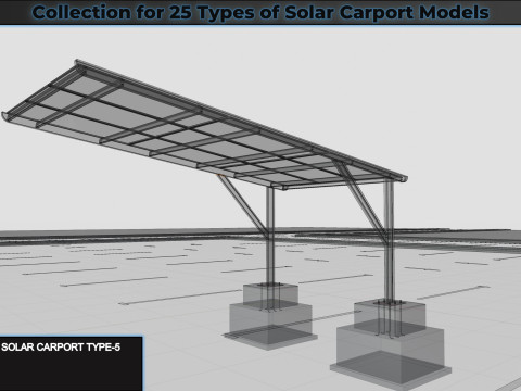 Collection for 25 Types of Solar Carport Models 3D मॉडल