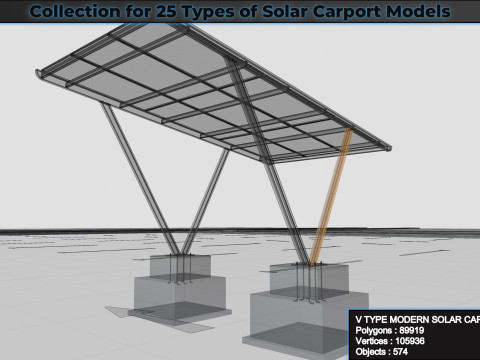 Collection for 25 Types of Solar Carport Models 3D मॉडल