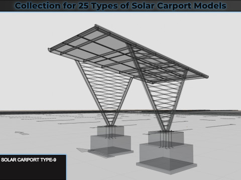 Collection for 25 Types of Solar Carport Models 3D मॉडल