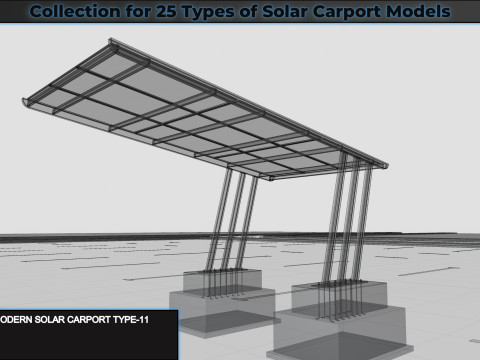 Collection for 25 Types of Solar Carport Models 3D मॉडल