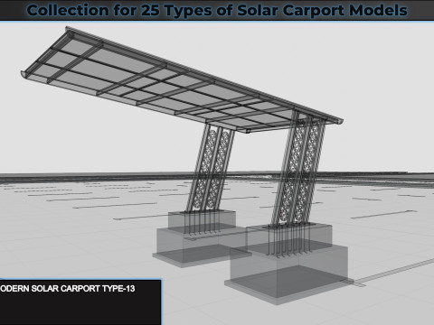 Collection for 25 Types of Solar Carport Models 3D मॉडल