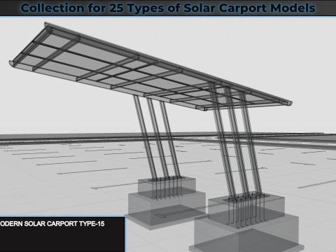 Collection for 25 Types of Solar Carport Models 3D मॉडल