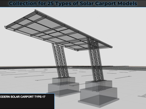 Collection for 25 Types of Solar Carport Models 3D मॉडल