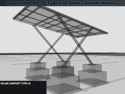 Collection for 25 Types of Solar Carport Models 3D मॉडल