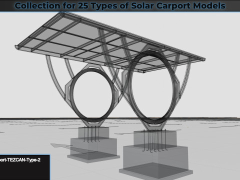 Collection for 25 Types of Solar Carport Models 3D मॉडल