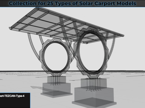 Collection for 25 Types of Solar Carport Models 3D मॉडल