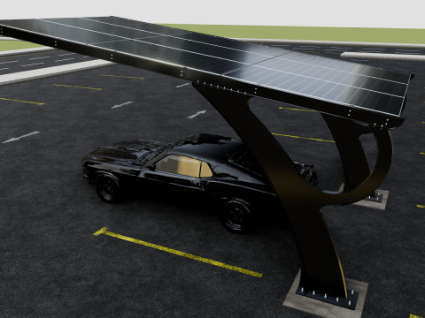 L TYPE MODERN SOLAR CARPORT TYPE-2 3D Model