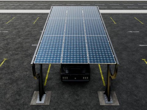 L TYPE MODERN SOLAR CARPORT TYPE-2 3D Model