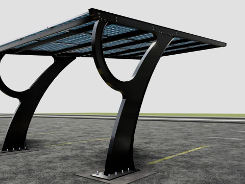 L TYPE MODERN SOLAR CARPORT TYPE-2 3D Model