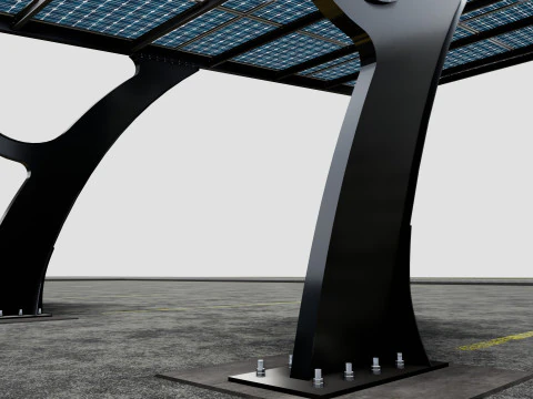 L TYPE MODERN SOLAR CARPORT TYPE-2 3D Model