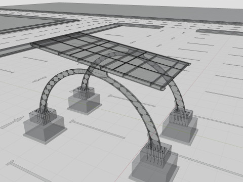ARCHED TYPE MODERN CARPORT TYPE-3 3D-Modell